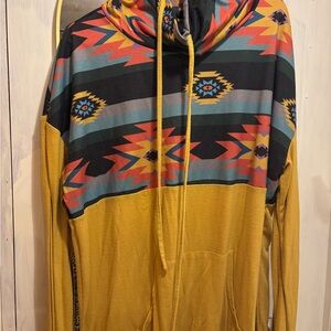 Women's Southwestern Patterned Hoodie Sweater